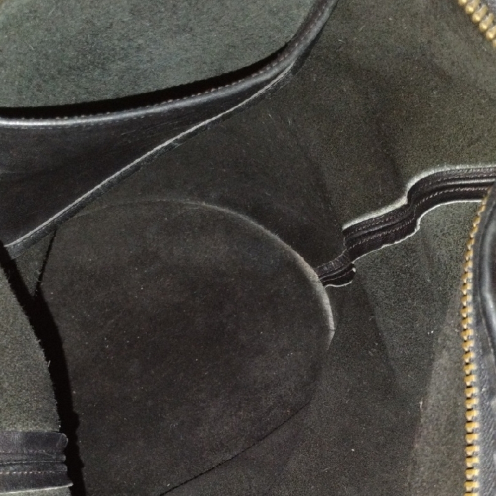 Coach Black Leather Handbag with Gold Accents